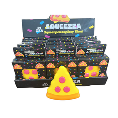 Squishy Pizza Slice squishy sensory fidget toy in colorful display packaging
