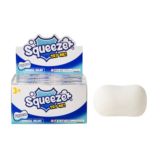 Squishy Crunchy Soap Bar white sensory squishy beside colorful retail packaging