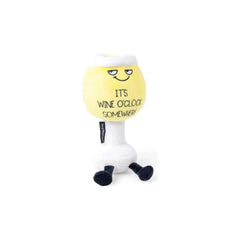 “It’s Wine O’Clock Somewhere” Plush White Wine with smiling face, soft sensory toy for calming and connecting.