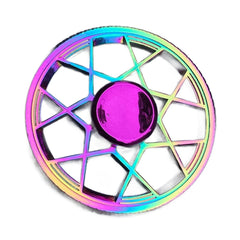 Colourful Wheel Metal Fidget Spinner with vibrant rainbow finish, designed to calm, connect and support sensory needs.