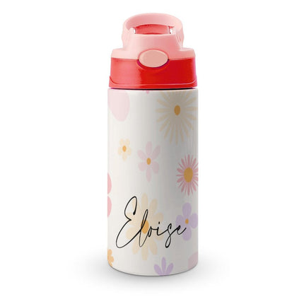 Personalised Kids Water Bottle - Pink Flower Timber Tinkers