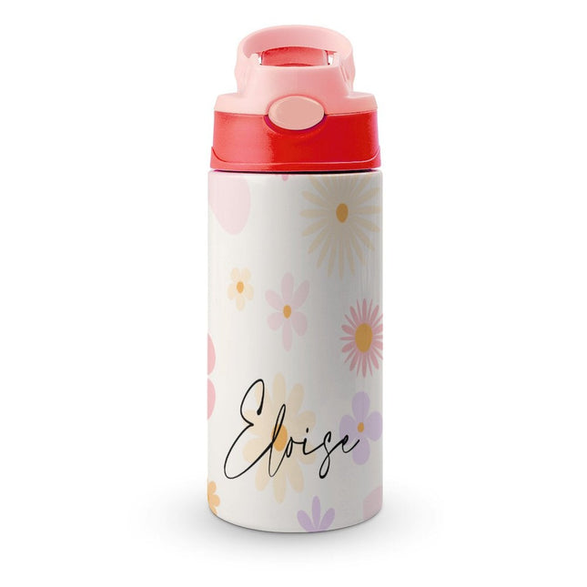 Personalised Kids Water Bottle - Pink Flower