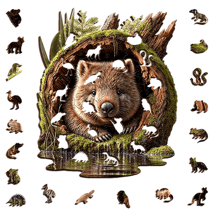 Burrow Keeper Wombat Wooden Puzzle