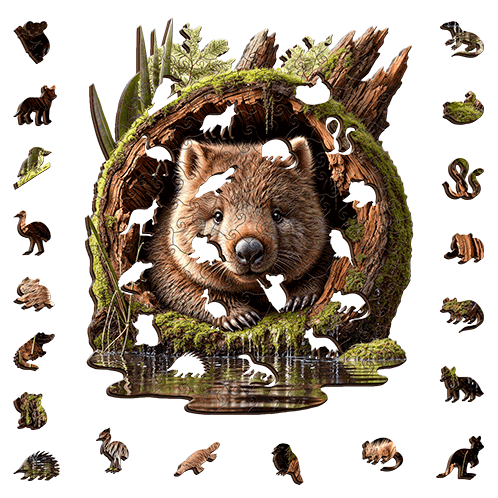 Burrow Keeper Wombat Wooden Puzzle