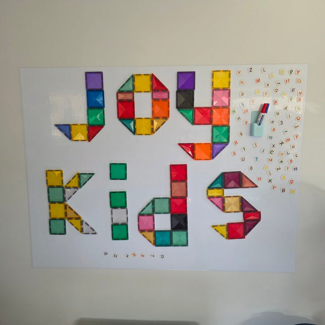 Magnetic Marker Wall Decal for Kids, 120×90cm — JDECAL with colourful magnetic shapes and letters