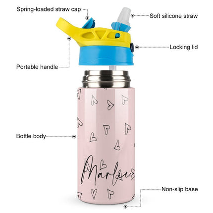 Personalised Kids Water Bottle - Heart Timber Tinkers