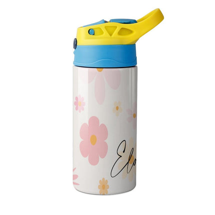 Personalised Kids Water Bottle - Pink Flower Timber Tinkers