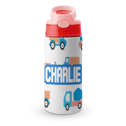 Personalised Kids Water Bottle - Trucks Timber Tinkers