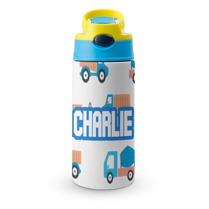 Personalised Kids Water Bottle - Trucks Timber Tinkers