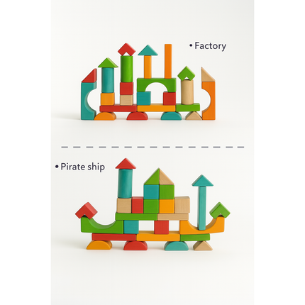 Eco Wooden Building Blocks 50pcs – Montessori Toy