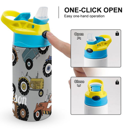 Personalised Kids Water Bottle - Tractor