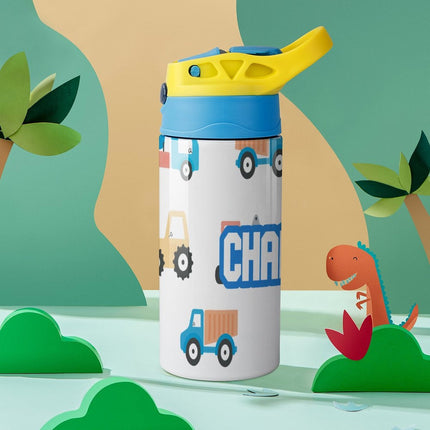 Personalised Kids Water Bottle - Trucks Timber Tinkers