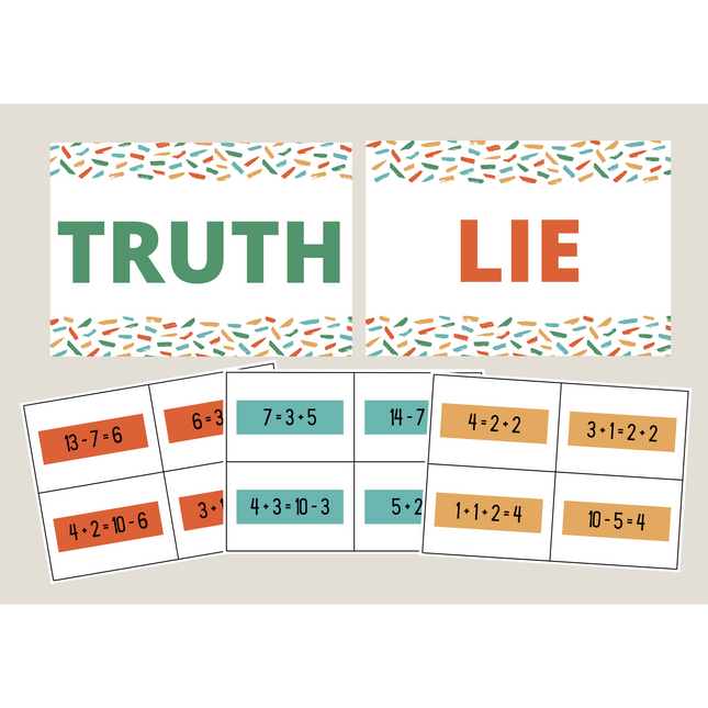 3 Truths and a Lie - Addition and Subtraction activity The Teacher Author
