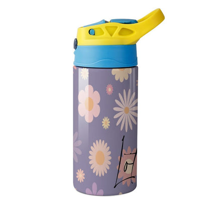Personalised Kids Water Bottle - Purple Flower Timber Tinkers