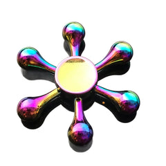 Colourful Water Drops Metal Fidget Spinner with vibrant rainbow finish, designed to calm, connect, and support sensory needs.