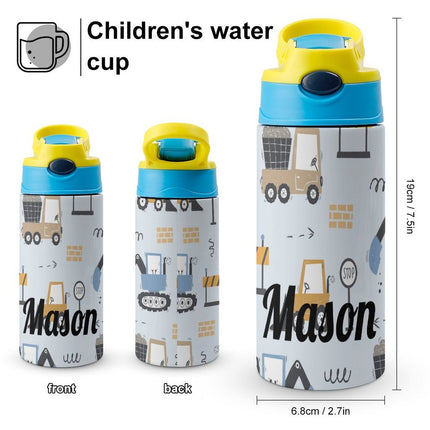 Personalised Kids Water Bottle - Construction