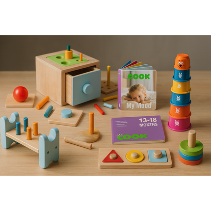Wooden Montessori Educational Toy Box for Baby 13-18 Months