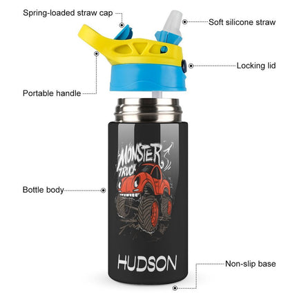 Personalised Kids Water Bottle - Monster Truck Timber Tinkers