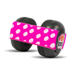 Baby Earmuffs with pink polka dot headband designed to help families thrive with calm, connection, and support.