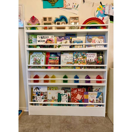 White Elegance 5-Tier Display Bookshelf -SolidWood