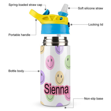 Personalised Kids Water Bottle - Smiley Face Timber Tinkers