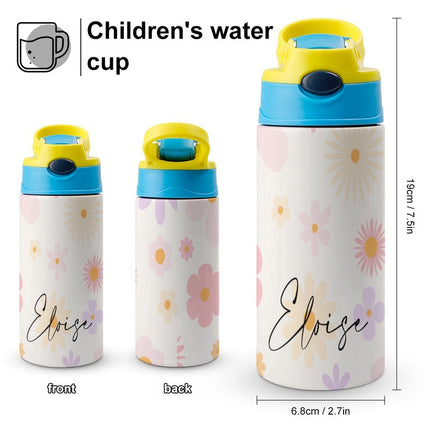 Personalised Kids Water Bottle - Pink Flower Timber Tinkers