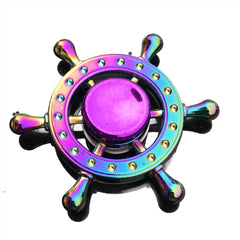 Colourful Helmsman Metal Fidget Spinner in vibrant iridescent colors, designed to calm and support sensory needs.