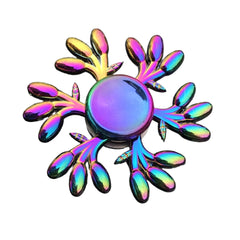 Colourful Olive Style Metal Fidget Spinner with iridescent finish and multi-branch design for sensory and focus support.