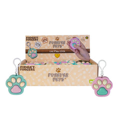 Fidget Keychain Cat Paw Click sensory toy in pastel colors, designed to help calm and focus users.
