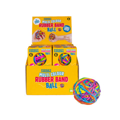 Multi Colours Rubber Band Ball displayed in packaging, featuring vibrant, colorful rubber bands for sensory and fidget use.
