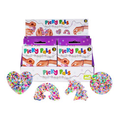 Picky Pals DIY Bracelet kit with colorful beads and heart, rainbow, unicorn, and circular shapes for sensory play.