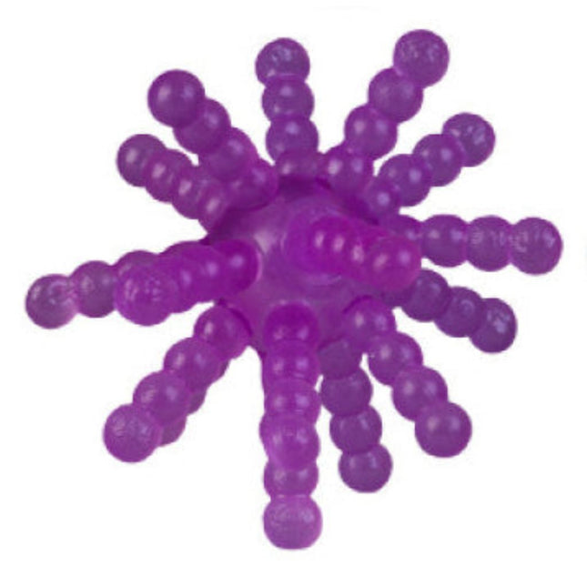 Glow In The Dark Sticky Atom Ball in vibrant purple with textured bead-like protrusions for sensory play and fidgeting.