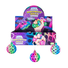 Sensory Squishy Glitter Ball Keychain fidget toys with colorful, glittery, textured surfaces for sensory and stress relief.
