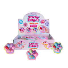 Display box with Large Paw Sticky Fidget sensory toys shaped like colorful sticky paw prints with beads and squishies.