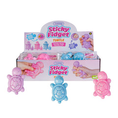 Turtle Sticky Fidget sensory toy in pink and blue with squishy, sticky texture for calming and focus.