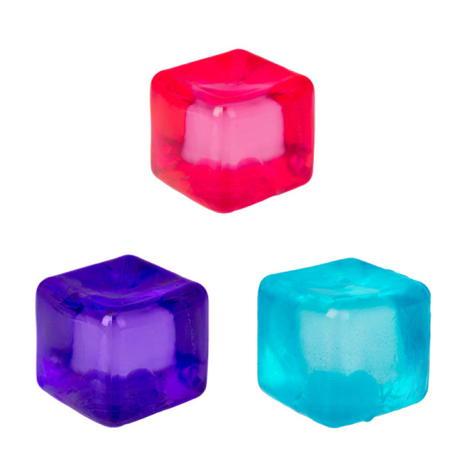 Smooshos Jelly Cube three translucent sensory fidget cubes in pink purple and blue