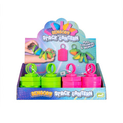 Sensory Stack Lantern fidget toy in green and pink, designed to calm, connect and support families.