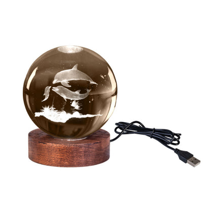 Dolphin 3D Crystal Ball Lamp