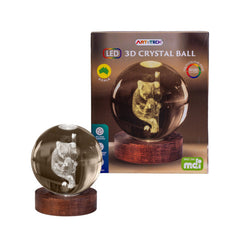 Koala 3D Crystal Ball Lamp with LED lighting on wooden base, showing 3D koala design inside ball.