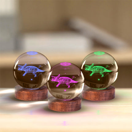 Triceratops 3D Crystal Ball Lamp