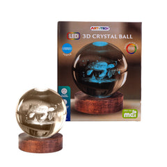 Turtle 3D Crystal Ball Lamp glowing with a turtle design on a wooden base with LED lighting effects