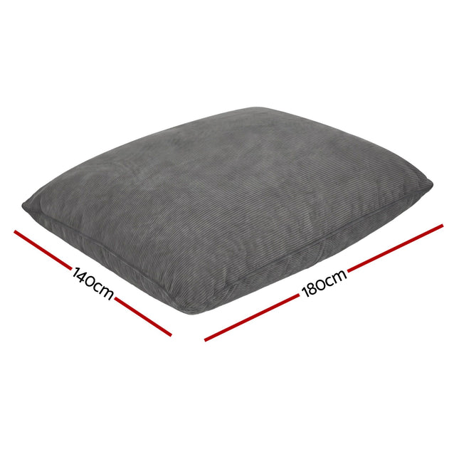 Artiss 3 in 1 Bean Bag Chair Cover (No Filler) Convertible Bean Bag for Adults, Corduroy Stuffed Animal Storage Bean Bag Cover Washable for Living Room Bedroom,