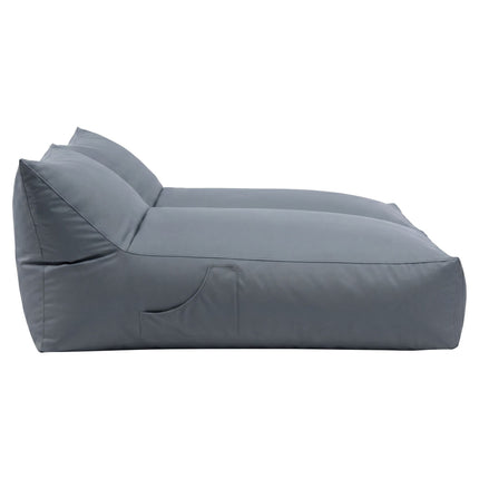 Artiss Outdoor Bean Bag Chair Cover (No Filler) 2 Seater Beanbag Lounge Sofacover Adults Splash-Proof Large Bean Bag Cover for Patio Poolside Relaxing Indoor, G in grey side view