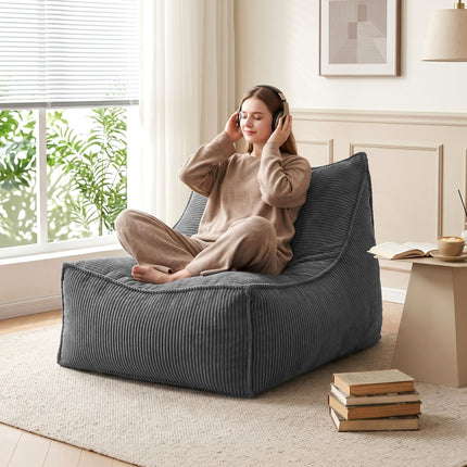 Artiss Bean Bag Chair Cover (No Filler) Soft Corduroy Stuffed Animal Storage Bean Bag Cover for Adults, Grey