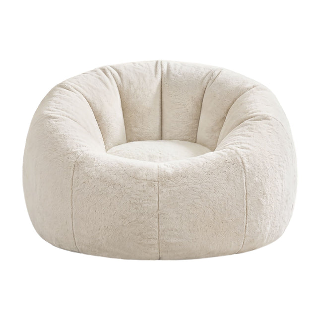 Artiss Bean Bag Chair Cover (No Filler) Soft Faux Fur Beanbag Cover Large Round Stuffed Animal Storage Bean Bag Cover Washable Lazy Sofa Cover for Adults Kids T