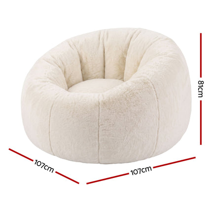 Artiss Bean Bag Chair Cover (No Filler) Soft Faux Fur Beanbag Cover Large Round Stuffed Animal Storage Bean Bag Cover Washable Lazy Sofa Cover for Adults Kids T