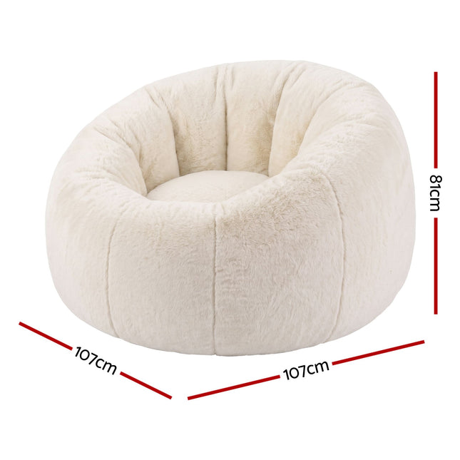 Artiss Bean Bag Chair Cover (No Filler) Soft Faux Fur Beanbag Cover Large Round Stuffed Animal Storage Bean Bag Cover Washable Lazy Sofa Cover for Adults Kids T