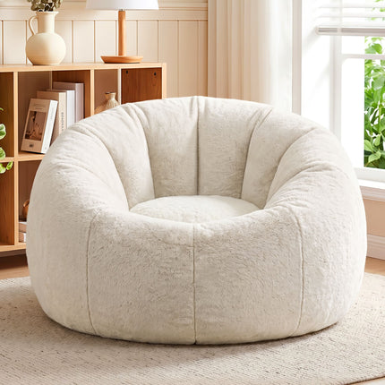 Artiss Bean Bag Chair Cover (No Filler) Soft Faux Fur Beanbag Cover Large Round Stuffed Animal Storage Bean Bag Cover Washable Lazy Sofa Cover for Adults Kids T