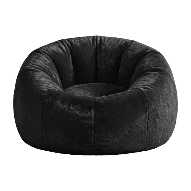 Artiss Bean Bag Chair Cover (No Filler) Soft Faux Fur Beanbag Cover Large Round Stuffed Animal Storage Bean Bag Cover Washable Lazy Sofa Cover for Adults Kids T
