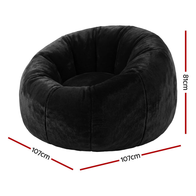 Artiss Bean Bag Chair Cover (No Filler) Soft Faux Fur Beanbag Cover Large Round Stuffed Animal Storage Bean Bag Cover Washable Lazy Sofa Cover for Adults Kids T